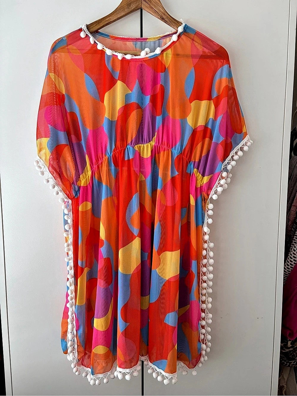 SHEIN Colorful Abstract Print Cover-Up Size Medium